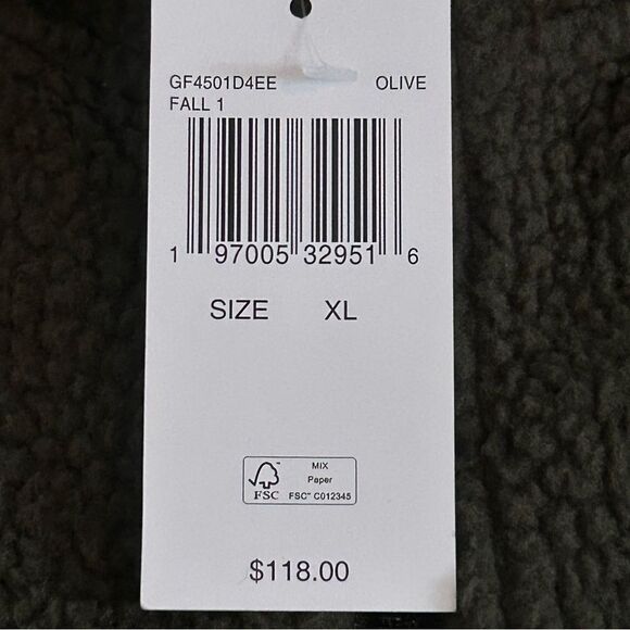 Michael Kors Men's Full Zip Sherpa Vest Olive Green Size XL - Picture 6 of 9